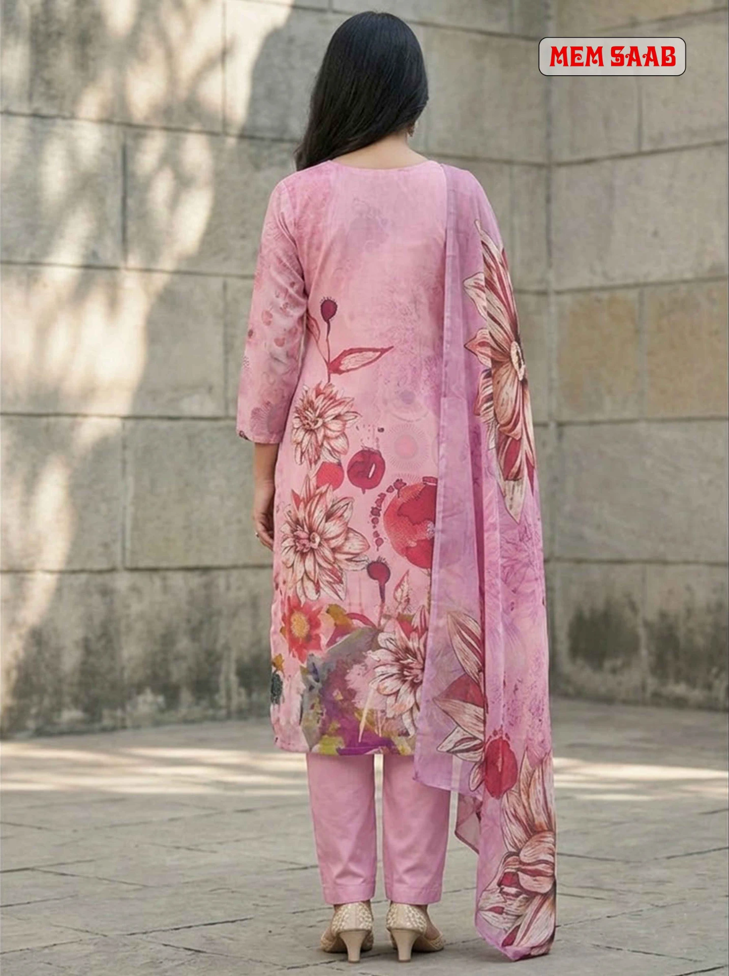 Pink Ivory Kurta - Back