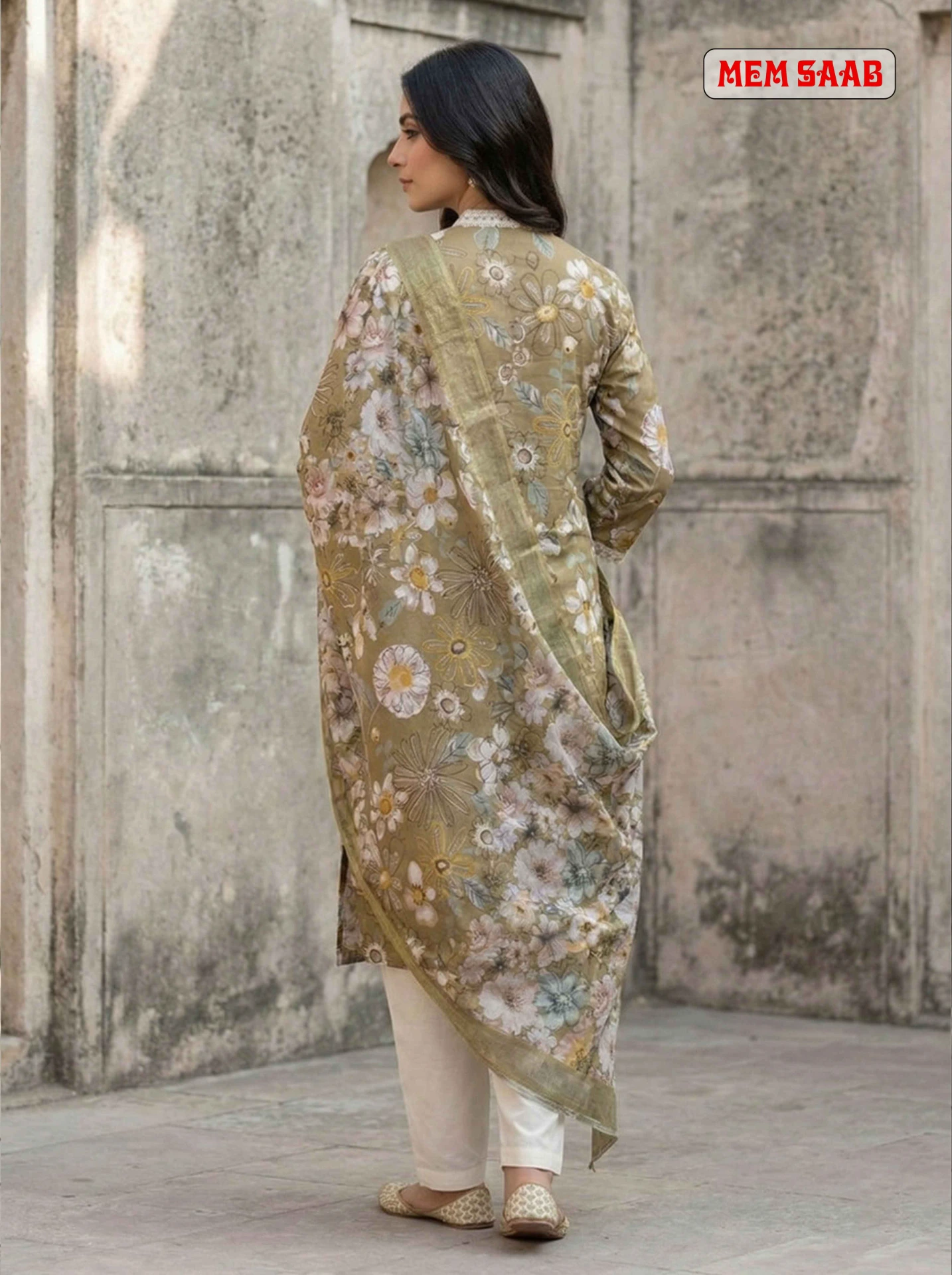 Pista Green Kurta - Back