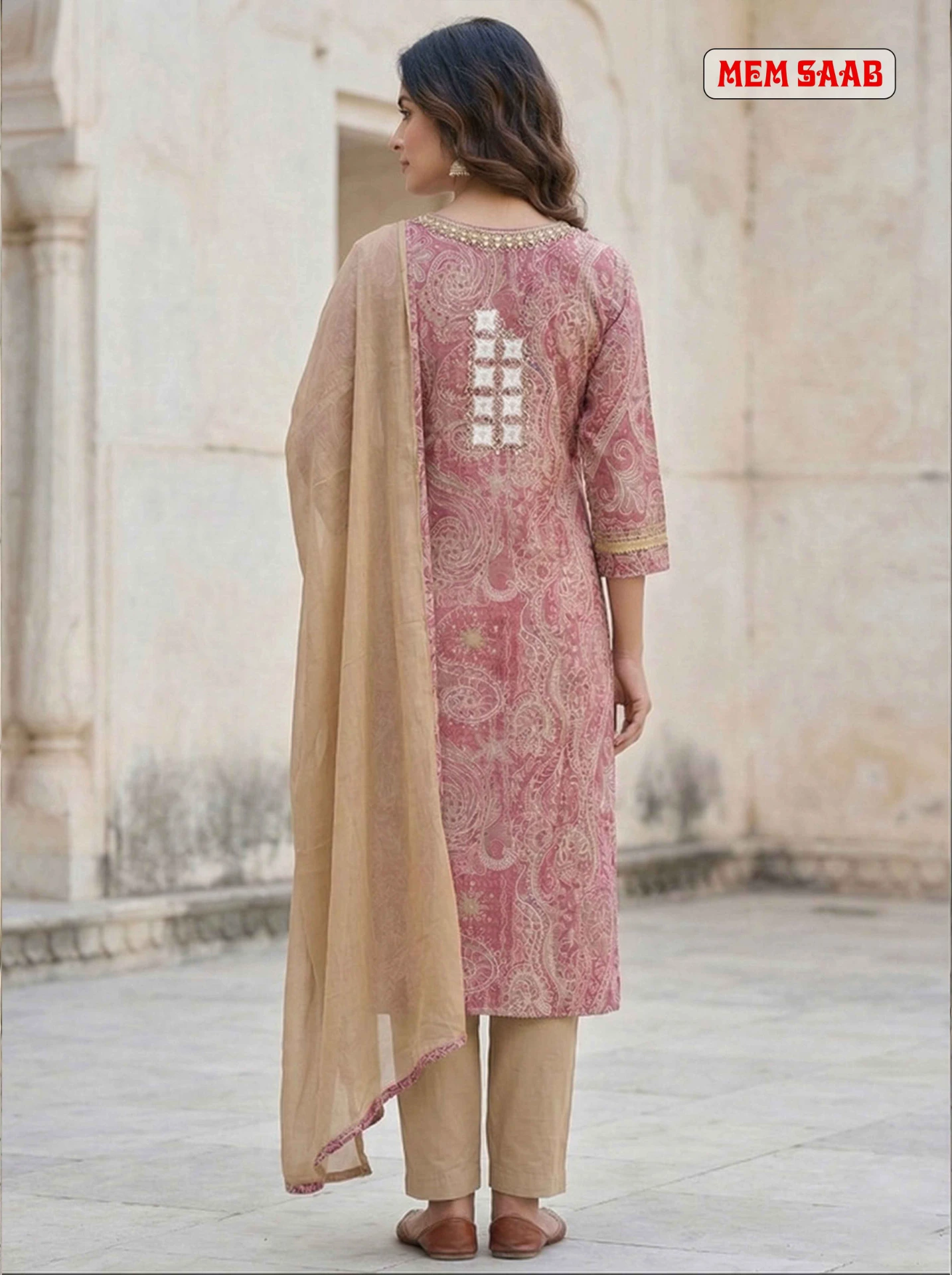 Dark Ivory Kurta - Back